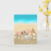 青いビーチシェルシェル カード (黄色い花)