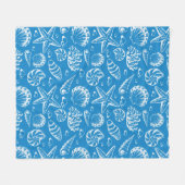 青いビーチパターン2 フリースブランケット (正面(横))