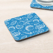 青いビーチパターン コースター (左側)