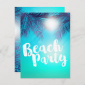 青いビーチパーティー 太陽の木の下の夏のフェスティバル 案内ポストカード (正面/裏面)