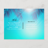青いビーチパーティー 太陽の木の下の夏のフェスティバル 案内ポストカード (裏面)