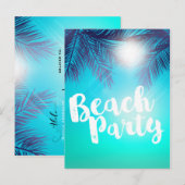 青いビーチパーティー 太陽の木 夏の楽しいパーティー 案内ポストカード (正面/裏面)
