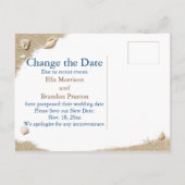 青いビーチ波の日付の変更 案内ポストカード (裏面)