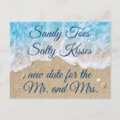 青いビーチ波の日付の変更 案内ポストカード (正面)