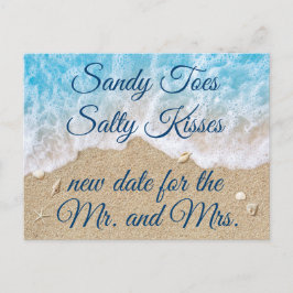 青いビーチ波の日付の変更 案内ポストカード