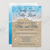 青いビーチ波ミセス&ミセス・結婚式招待状 招待状 (正面/裏面)