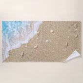 青いビーチ波 ビーチタオル (正面)