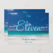 青いビーチ結婚式テーブル番号はがき ポストカード (正面/裏面)