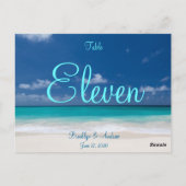青いビーチ結婚式テーブル番号はがき ポストカード (裏面)
