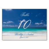 青いビーチ結婚式座席表テーブルカード テーブルナンバー (裏面)