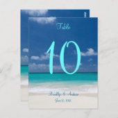 青いビーチ結婚式表の番号 ポストカード (正面/裏面)