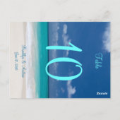 青いビーチ結婚式表の番号 ポストカード (裏面)