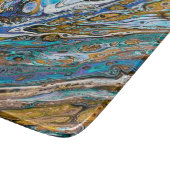 青いビーチ、川の水と石の抽象芸術アート カッティングボード (角)