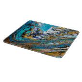 青いビーチ、川の水と石の抽象芸術アート カッティングボード (角)
