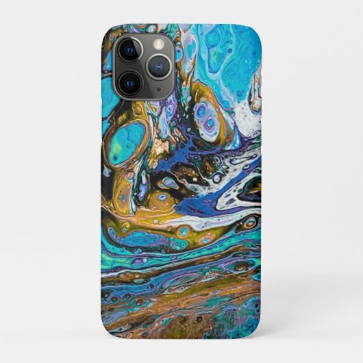 青いビーチ、川の水と石の抽象芸術アート Case-Mate iPhoneケース (裏)