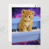 青いピアノの猫 ポストカード (正面/裏面)