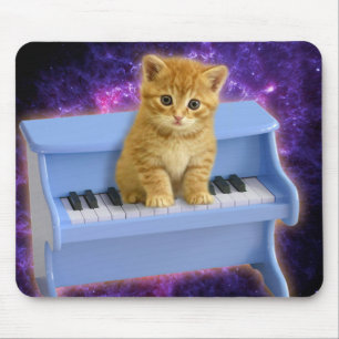 青いピアノの猫 マウスパッド
