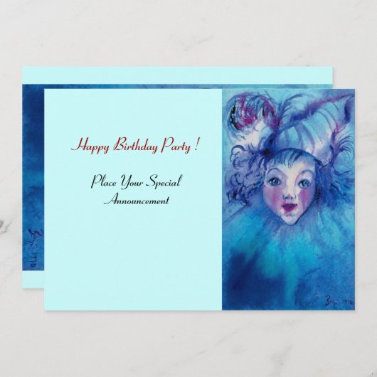 青いピエロ 招待状 (正面/裏面)