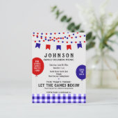 青いピクニックパーティー|のバーベキュー • 懇親会 • 誕生日 案内ポストカード (スタンド正面)