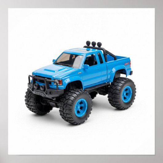 青いピックアップトラック ポスター (正面)