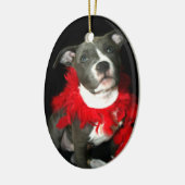 青いピットブルの子犬のオーナメント セラミックオーナメント (左)