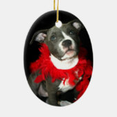 青いピットブルの子犬のオーナメント セラミックオーナメント (裏面)