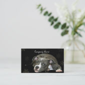 青いピットブルの子犬の名刺 名刺 (スタンド正面)