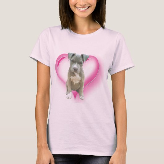 青いピットブルの子犬のTシャツ Tシャツ (正面)