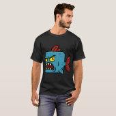 青いピラニアのスクエア Tシャツ (正面フル)