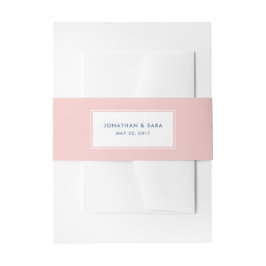 青いピンクおよびデニムエレガントな結婚式 招待状ベリーバンド