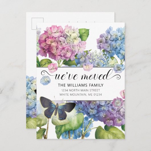 青いピンクかわいらしのアジロフローラチョウが動く 案内ポストカード (正面/裏面)