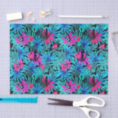 青いピンクか緑の熱帯シュロの葉のティッシュペーパー 薄葉紙 (クラフト)