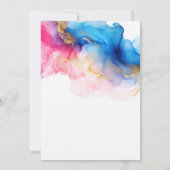 青いピンクと金ゴールド水色のベビー性別の表示 招待状 (裏面)