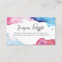 青いピンクのしぶきの水彩画のおむつのラッフルのチケット