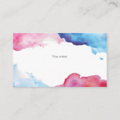 青いピンクのしぶきの水彩画のおむつのラッフルのチケット エンクロージャーカード (裏面)