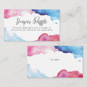 青いピンクのしぶきの水彩画のおむつのラッフルのチケット エンクロージャーカード (正面/裏面)