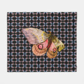 青いピンクのエキゾチックな蝶パターン フリースブランケット (正面(横))