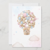 青いピンクのクマの風船 性別発表 ベビーシャワー 招待状 (裏面)