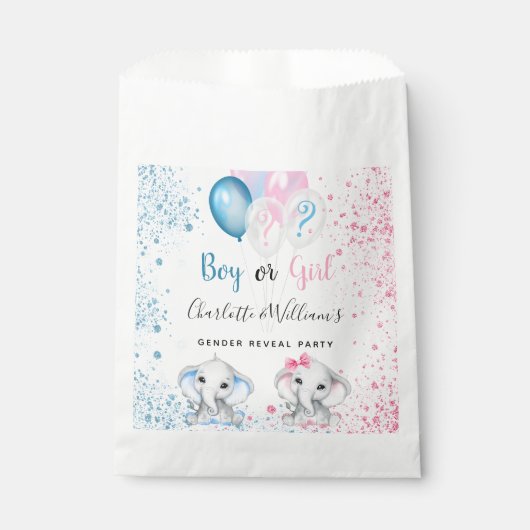 青いピンクのグリッターゾウの性別がパーティーを明らかにする フェイバーバッグ (正面)