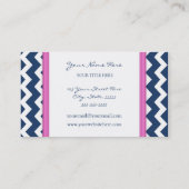 青いピンクのシェブロンのレトロの名刺 名刺 (裏面)