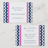 青いピンクのシェブロンのレトロの名刺 名刺 (正面/裏面)