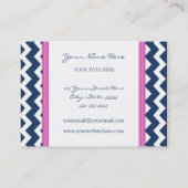 青いピンクのシェブロンのレトロの名刺 名刺 (裏面)