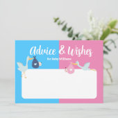 青いピンクのジェンダーがパーティーベビーの願いを明らかにする アドバイスカード (スタンド正面)