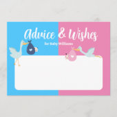青いピンクのジェンダーがパーティーベビーの願いを明らかにする アドバイスカード (正面)