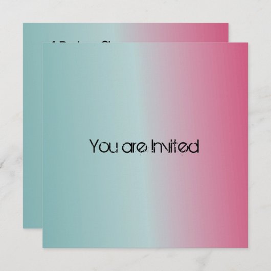 青いピンクのベビーシャワー 招待状 (正面/裏面)