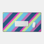 青いピンクのライムカラフルレトロなジオメトリック線 デスクマット (キーボード&マウス)