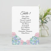 青いピンクの多肉植物。 ウェディング席次表 招待状 (スタンド正面)