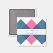 青いピンクの幾何学三尊日付磁石を保存 マグネット (正面/裏面)