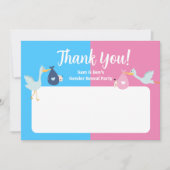 青いピンクの性別の表示パーティー サンキューカード (正面)