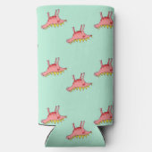 青いピンクの恐竜 スリム缶クーラー (裏面)